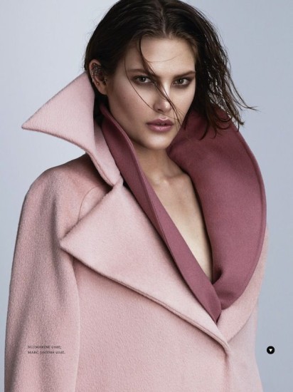Blumarine oversized coat featured in Russh magazine
