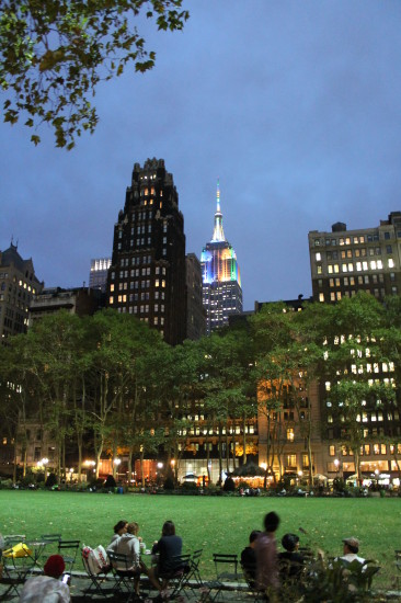 Bryant Park at night