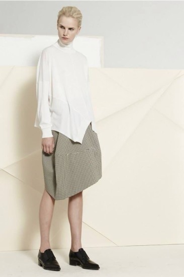 Stella McCartney- Asymetric Turtle Neck Jumper, Dogtooth Claudia Skirt and Frankie Elastic Loafers