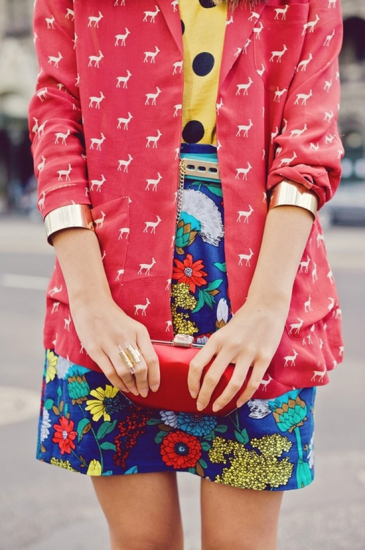 Different size prints and bright colours for mixing up trends!