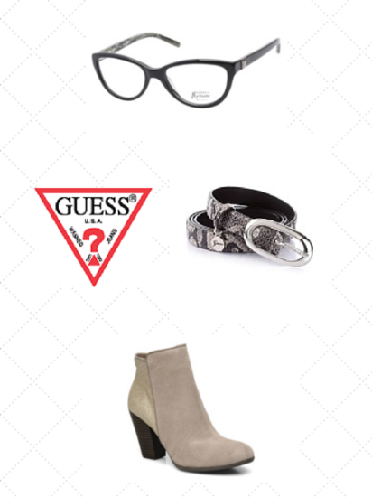 Guess Sequin Ankle Boots, Piton Leather Belt and Guess by Marciano Eyewear