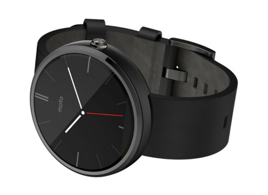 Motorola Moto 360 - Black Leather Smart Watch