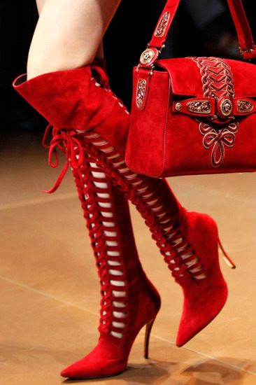 Versace Fall 2014 Lace Boots
