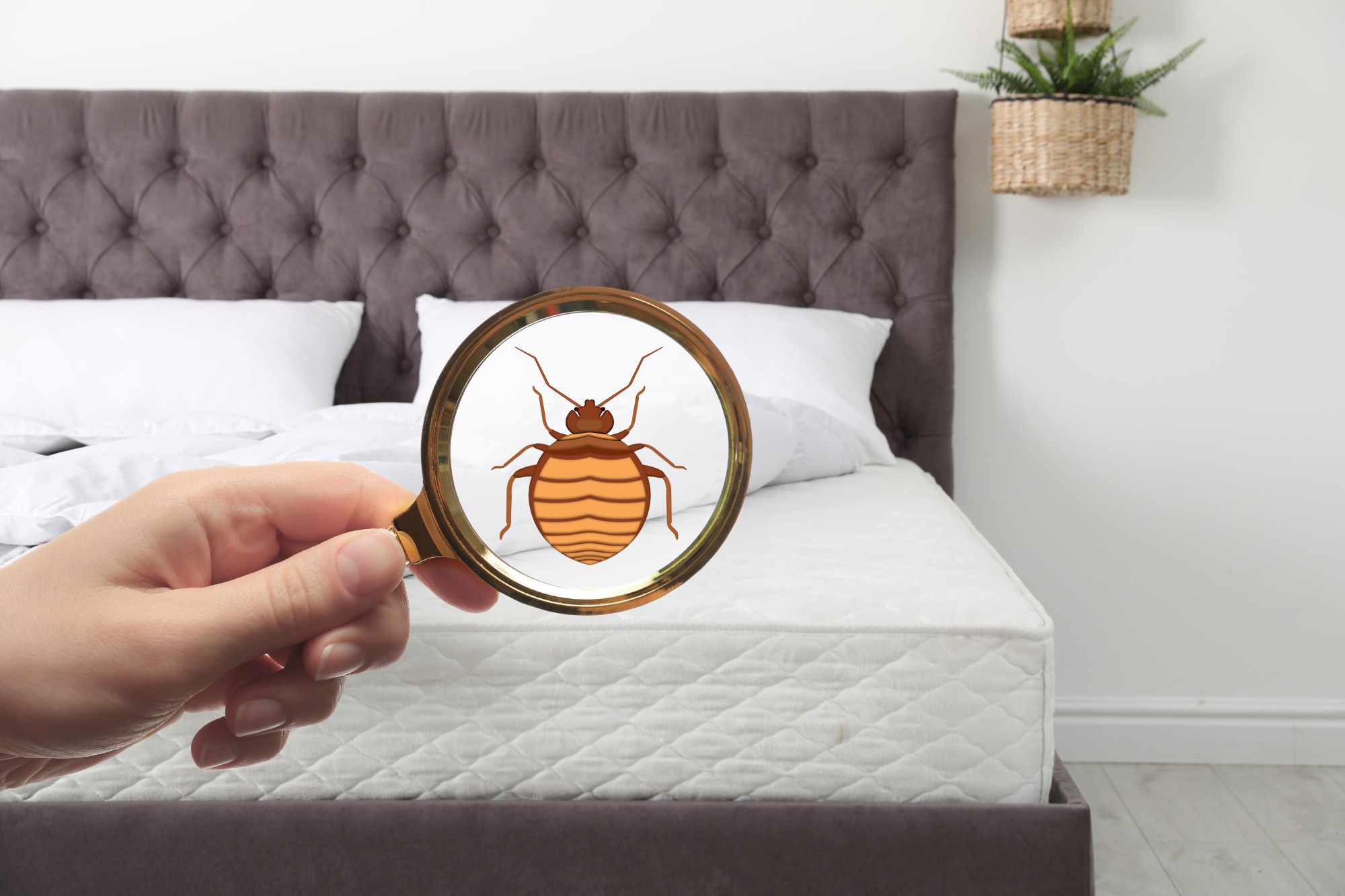 bed bug in magnifying glass