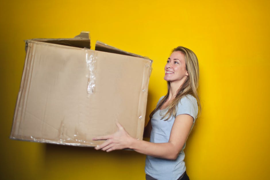 woman with moving box