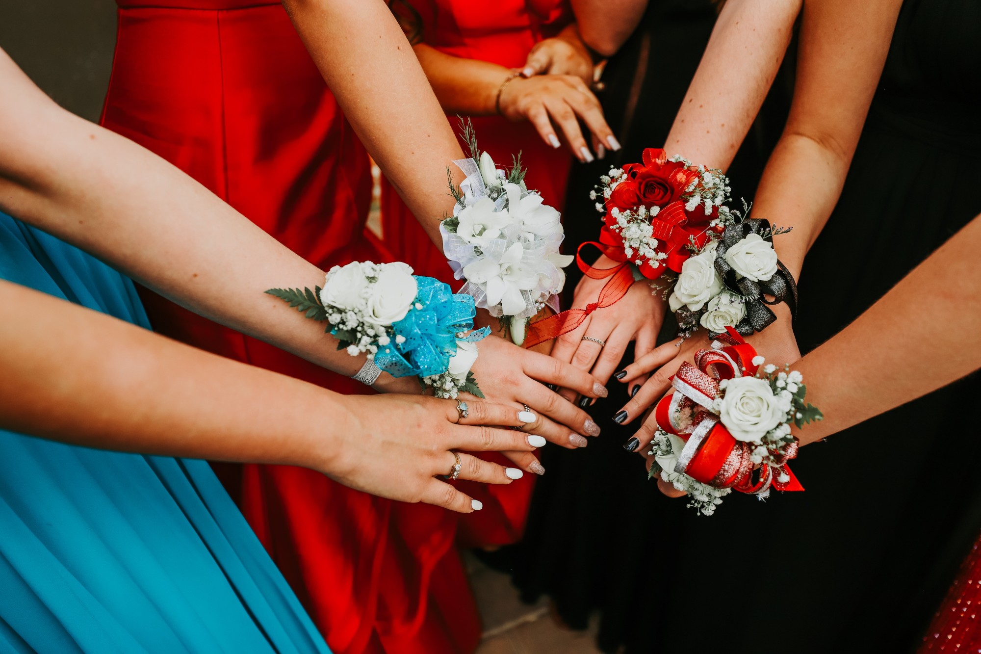 Girls Showing Their Corsage for a Prom
