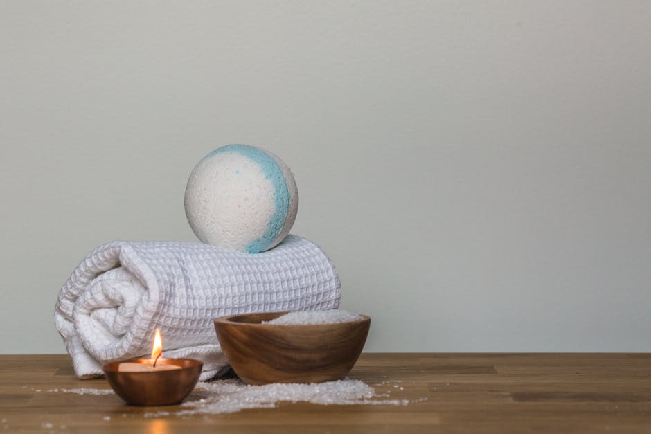 Bath Towel With Candles, Bath Bomb and Other Bath Essentials