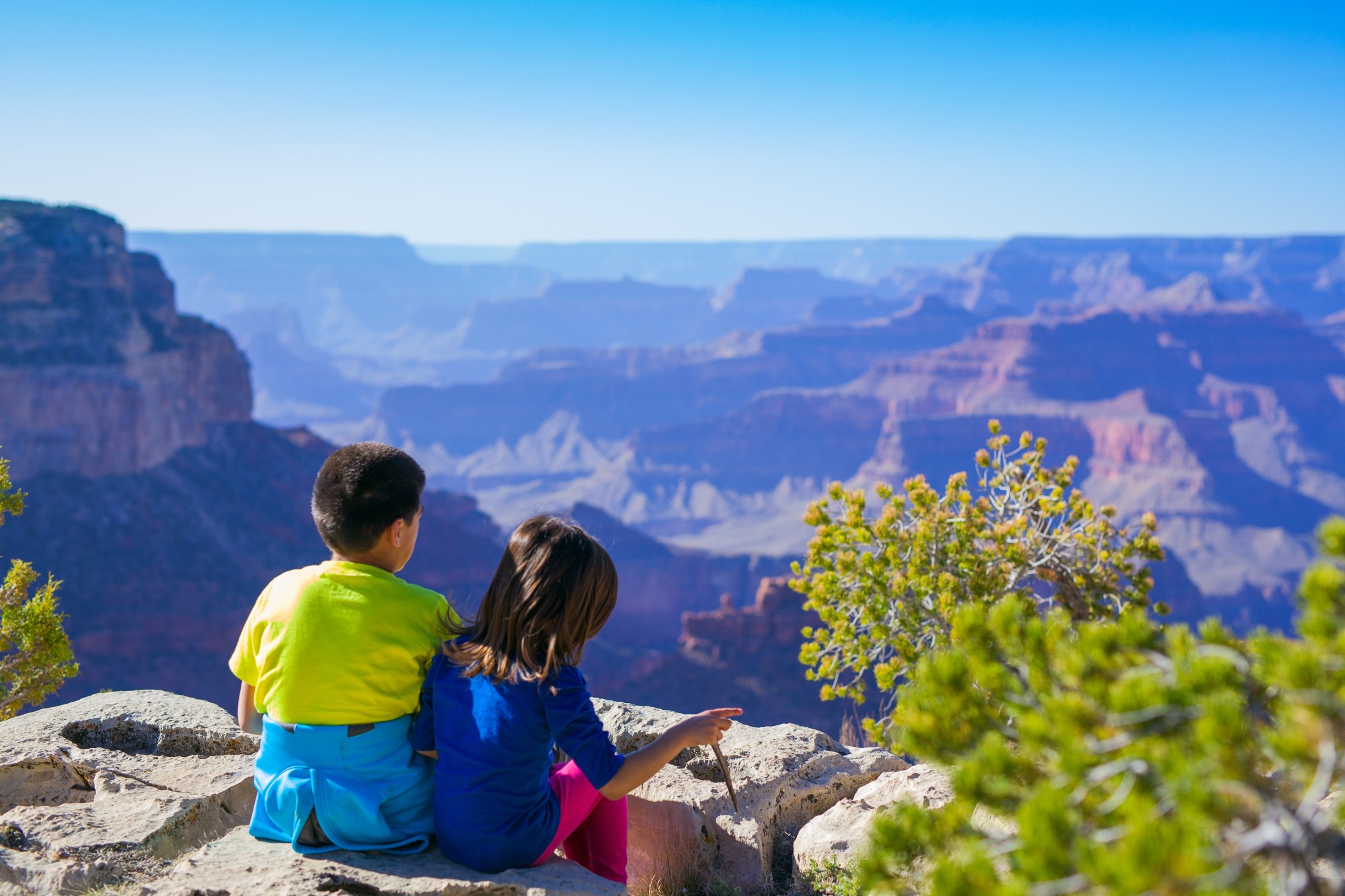 Kids in front of Grand Canyon